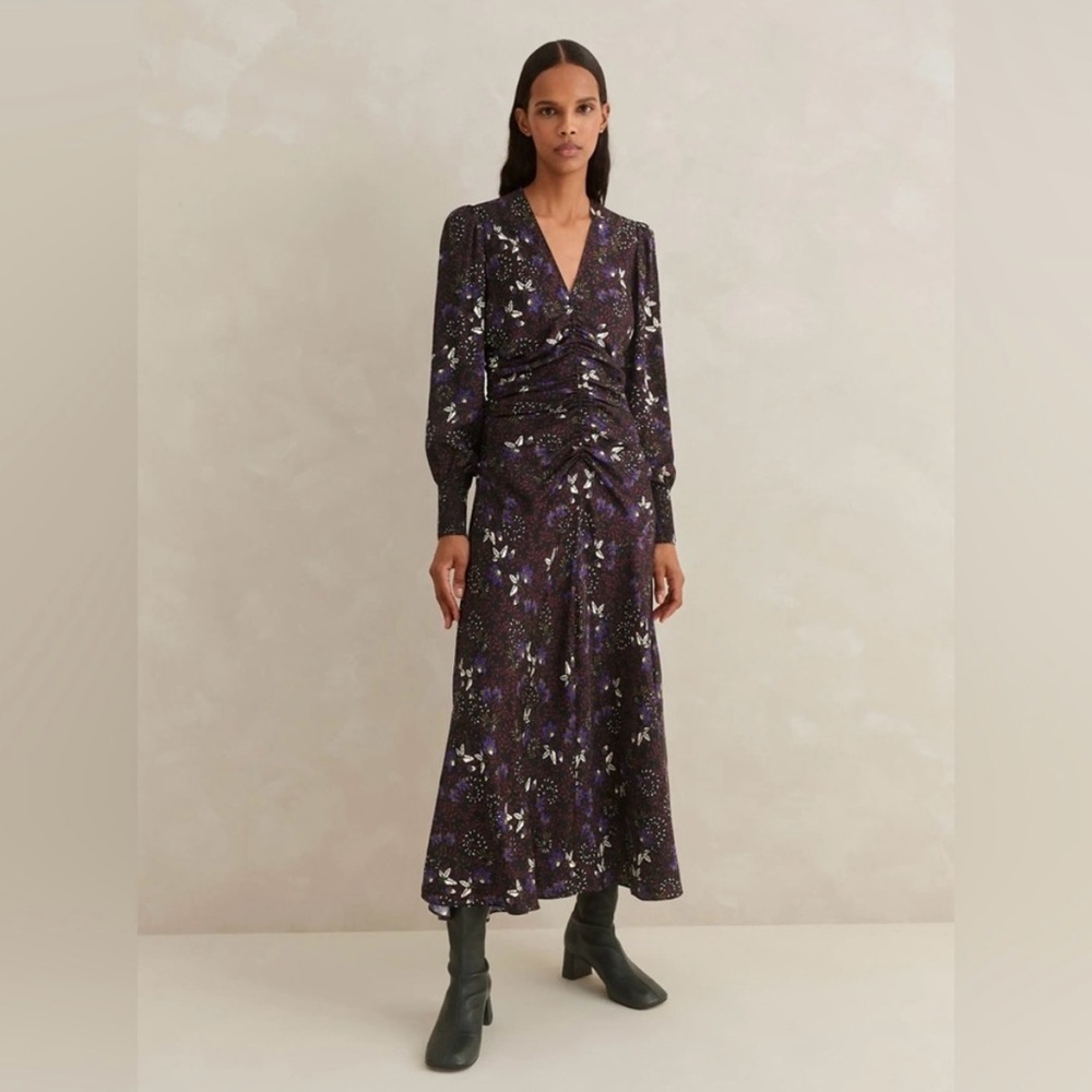 ME+EM Wild meadow print ruched maxi dress size 4